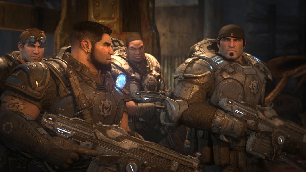 Baird, Dom, Cole, and Marcus - The four main characters in the game. From left to right they are Baird, Dom, Cole, and Marcus.