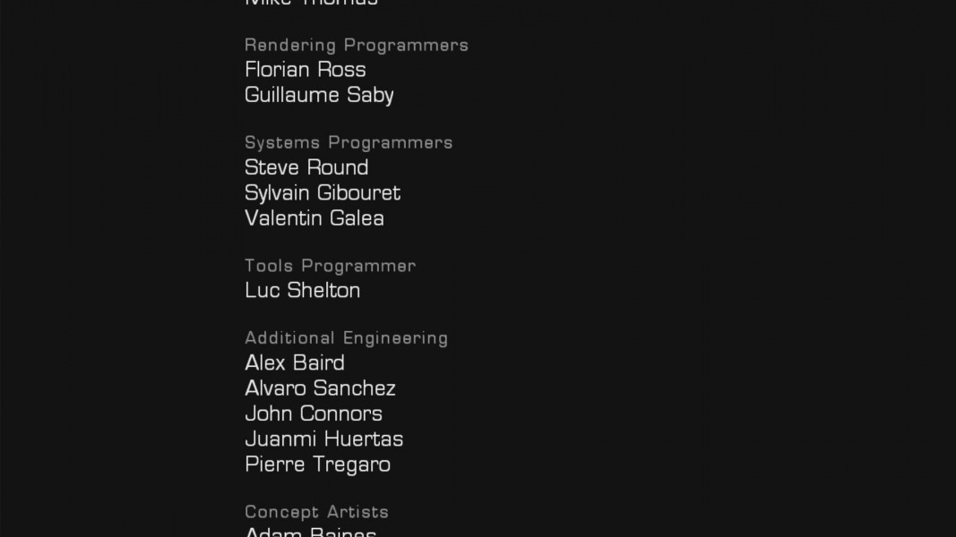 Gears of War: Ultimate Edition - Credits Screen - The credits screen for the title. I was extremely fortunate enough to be listed under "Tools Programmer" at Splash Damage.
